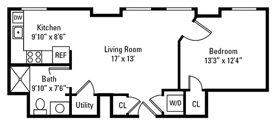 Floor plan 1 Bedroom 1 Bath