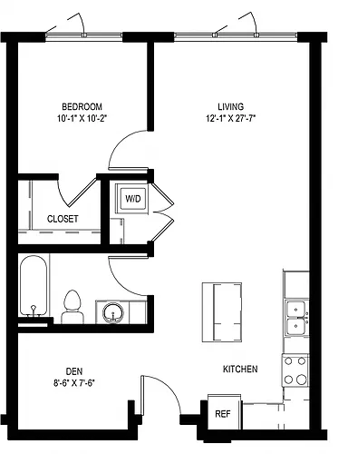 Floor plan 1 Bedroom + Den B5