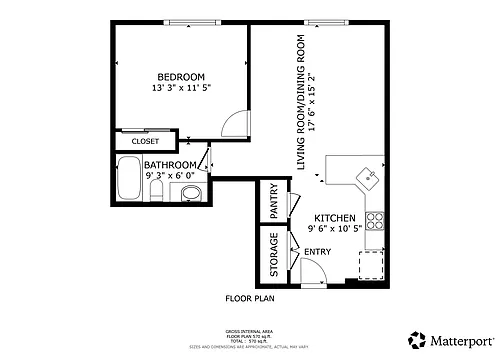 Floor plan 1 Bed Largest Bedroom with balcony