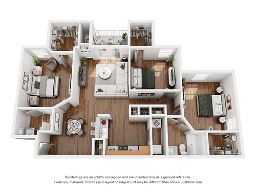 Floor plan C1 St. Marks - 3 Bedroom, 2 Bathroom
