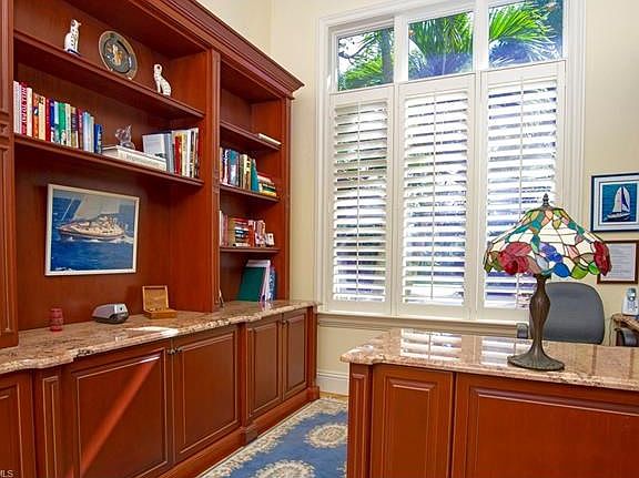 LIBRARY/DEN, Marble-topped Desk and Book Cases, Beautiful Solid Wood.