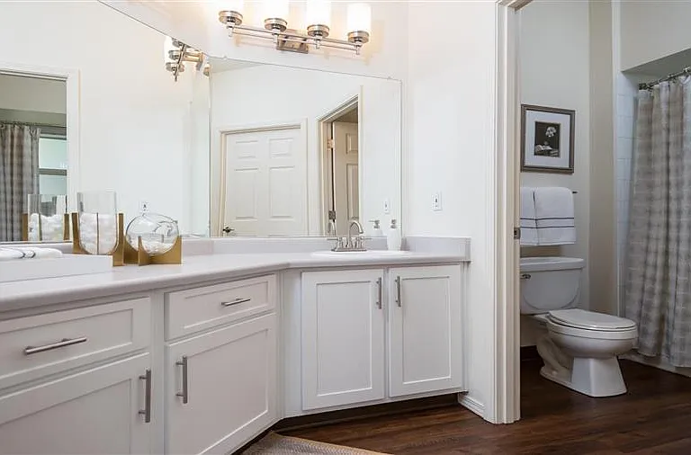 Village at Main Street | Bathroom with Ample Vanity and Large Mirror