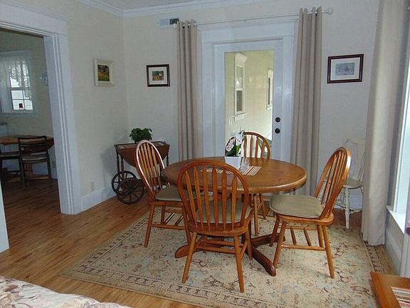 Dining area with french door opening on to covered patio