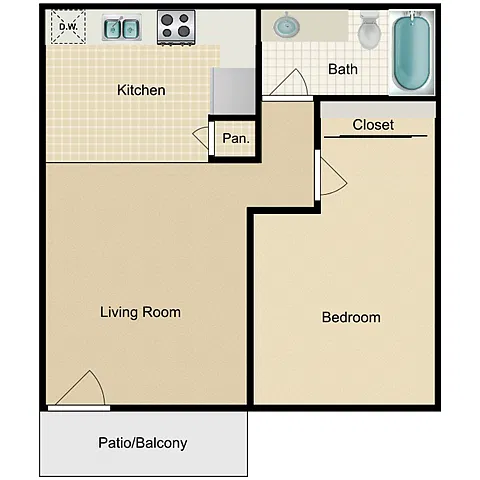Floor plan 1 Bedroom 1 Bathroom