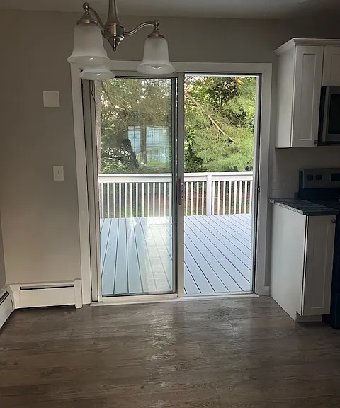 View of deck from kitchen