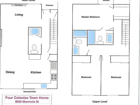 Main level has a convenient flow with built-in shelves between dining and living rooms. Upper level provides easy access to bedrooms. Basement, not shown, has 545 square feet of finished space.