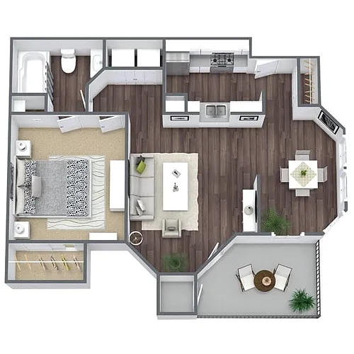 Floor plan A3: 1 Bed 1 Bath