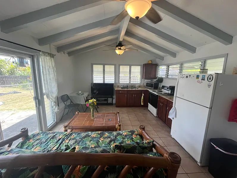 Breezy, well ventilated kitchen and living area