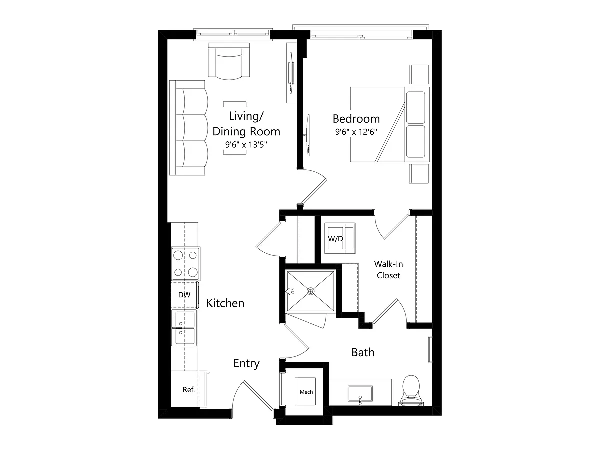 Floor plan A1A1 | 1 Bed | 1 Bath