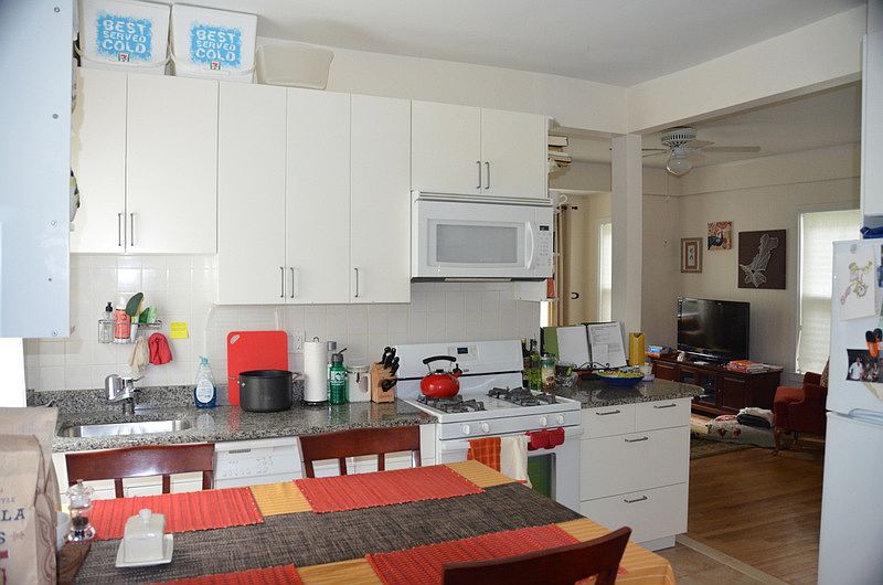 kitchen (living room in the back)