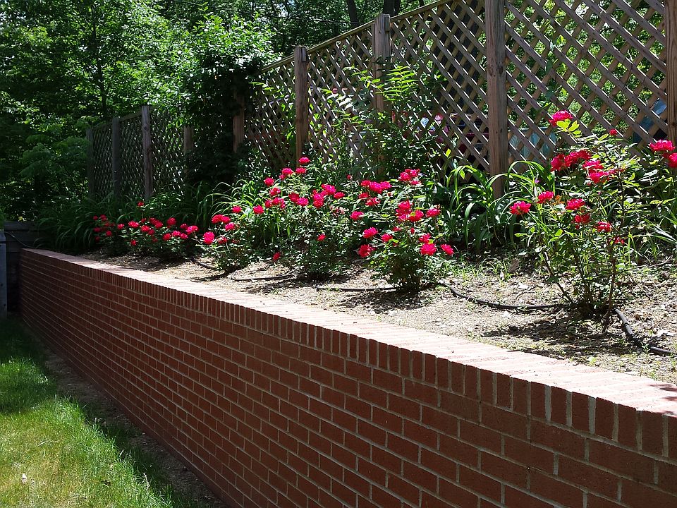 brick rose bed