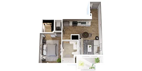 Floor plan 1 BD, 1 BTH G