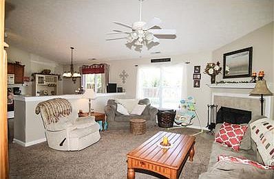 family room-kitchen view