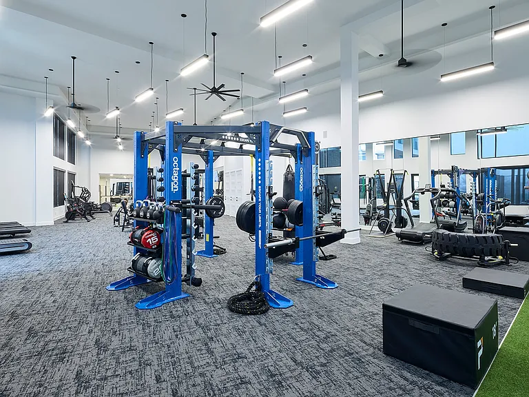 NEW South Building Cardio and Strength Training Fitness Center Featuring: Yoga, Stretching and Barre Area, Peloton Bikes, TRX and HIIT Training Equipment, Outdoor Fitness Area, Free Weights and More!