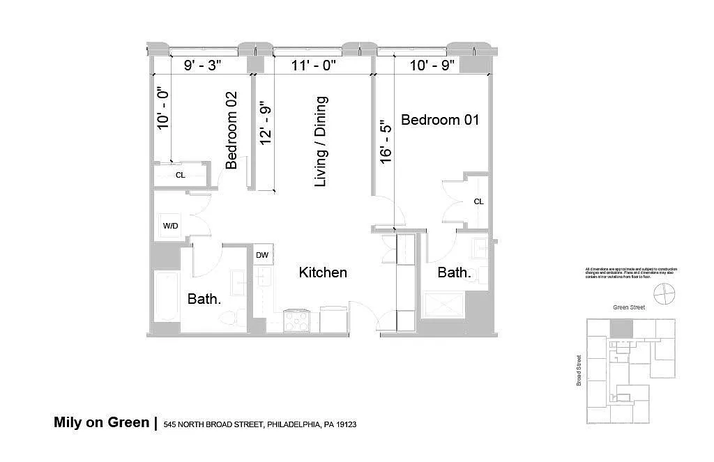 Floor plan 2B2B G 907sf