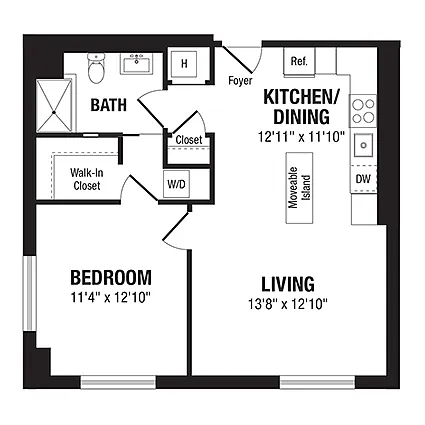 Floor plan 1 Bed/1 Bath-A11