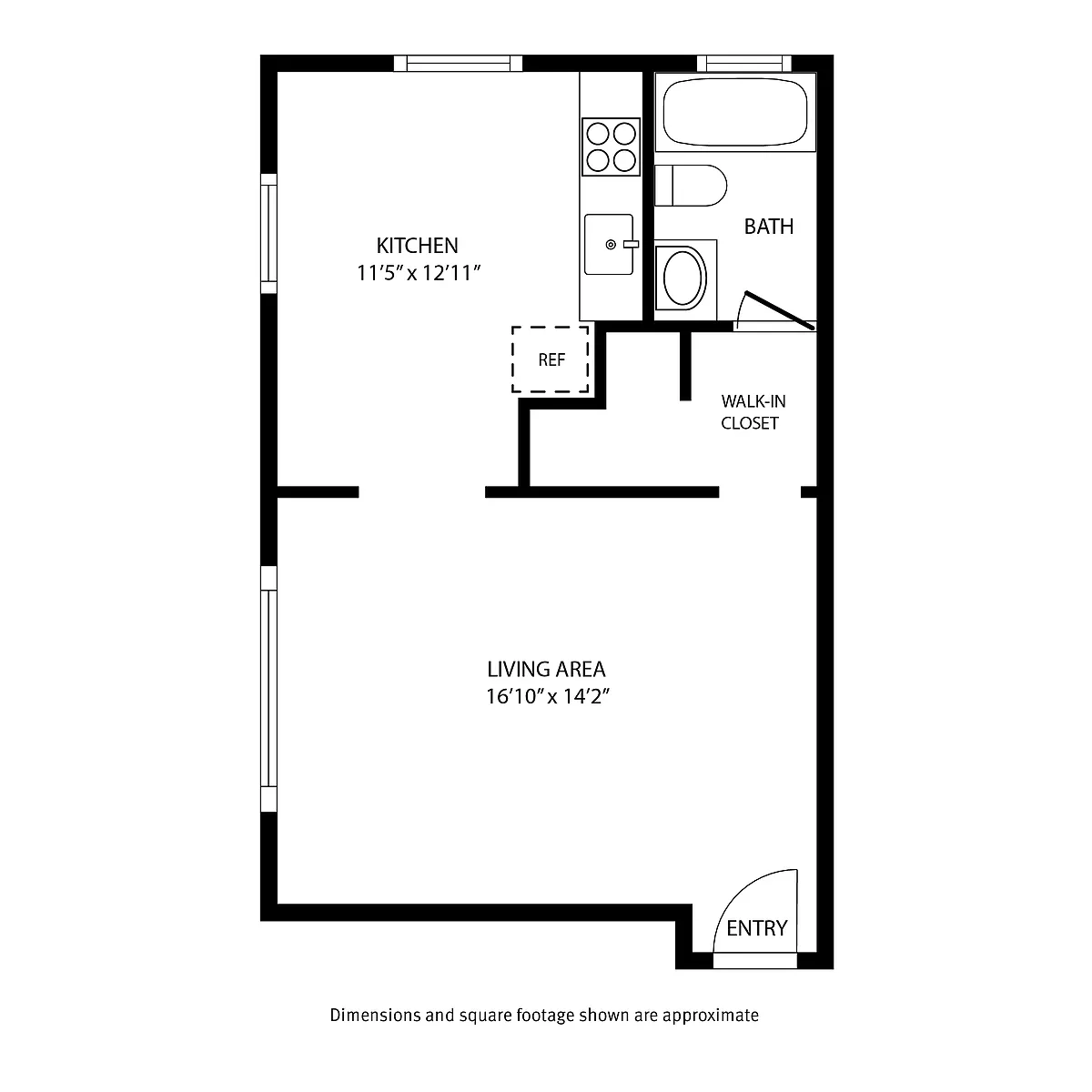 Floor plan Studio / 1 Bath
