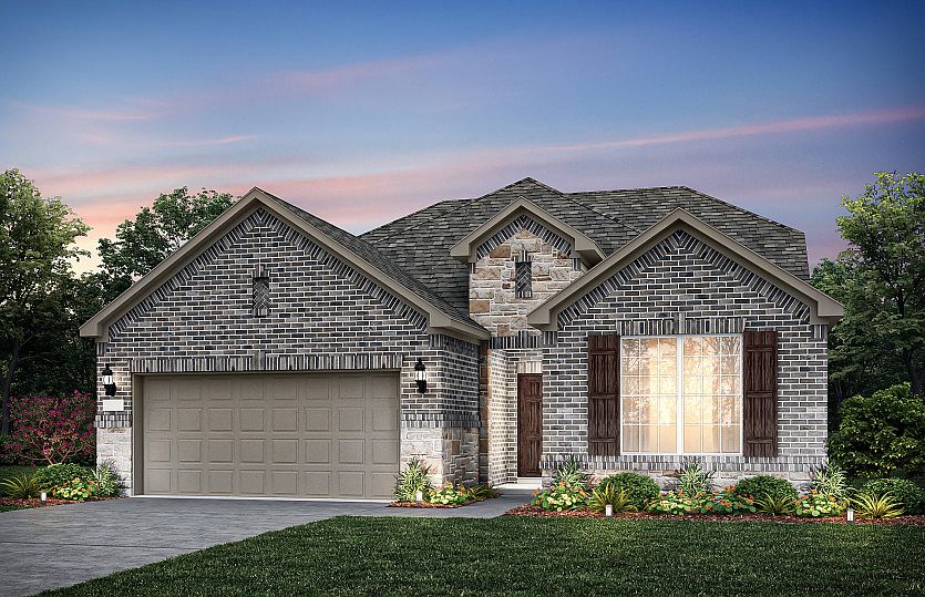 The Mooreville, a two-story home with 2-car garage, shown with Home Exterior B Model representation