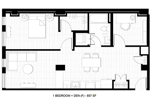 Floor plan 1 Bed 1 Bath Den F