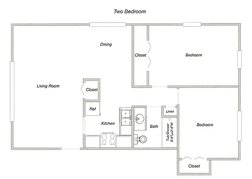 Floor plan 2b in 4 plex