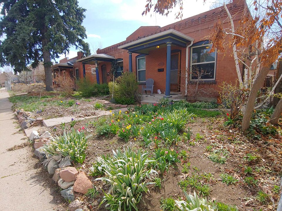 Landscaped front yard in springtime.