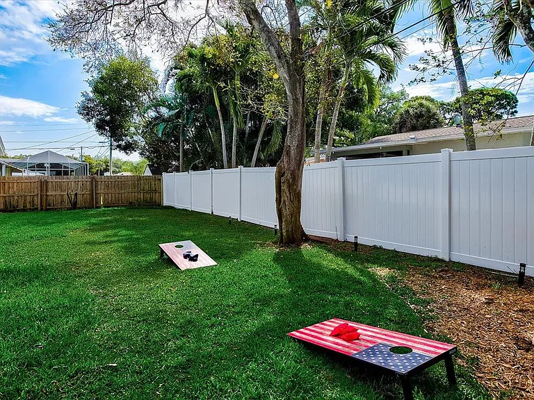 Big backyard for games. Enclosed fence all around.