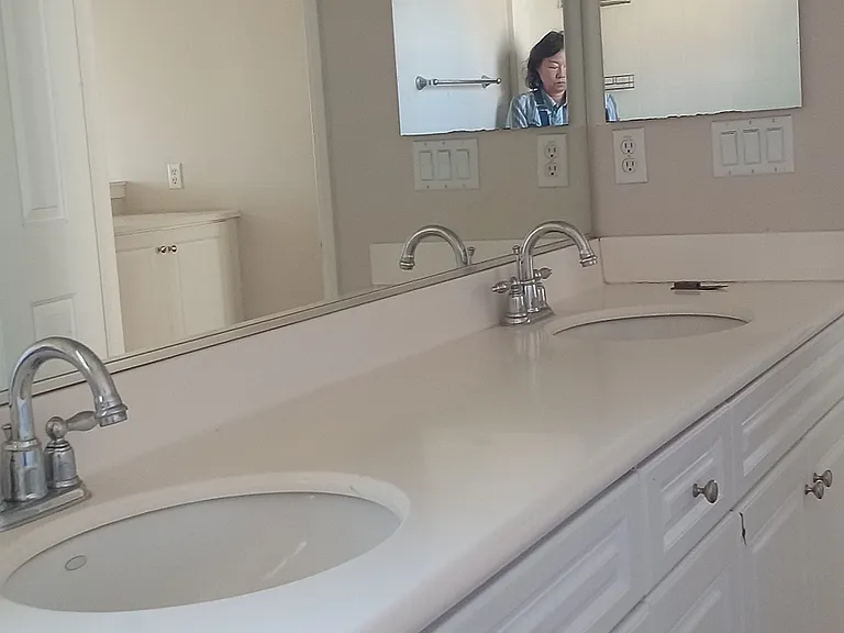 two sinks for large public bathroom