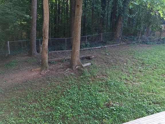 view of backyard from the deck