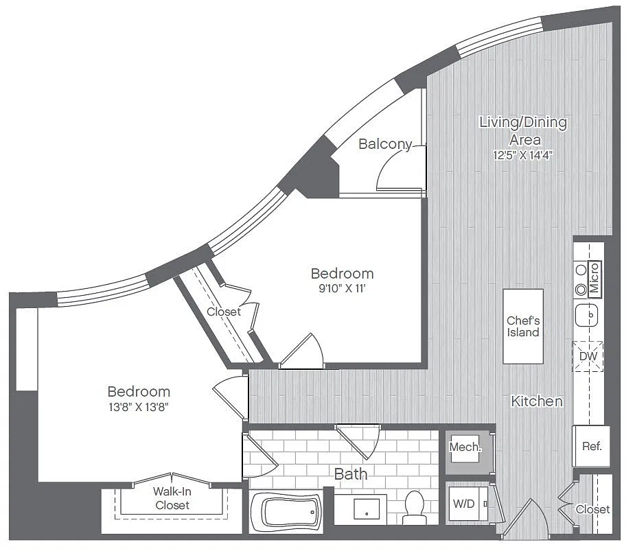 Floor plan 2 Bed/1 Bath-B4