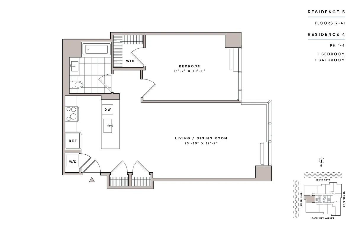 Floor plan 1 Bed1 Bath-A17
