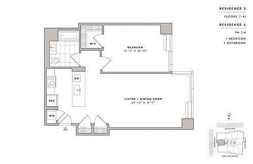 Floor plan 1 Bed1 Bath-A17