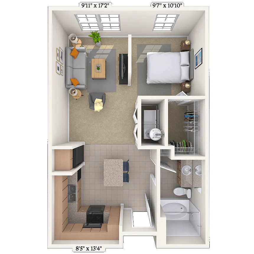 Floor plan Studio 0x1 600 SF