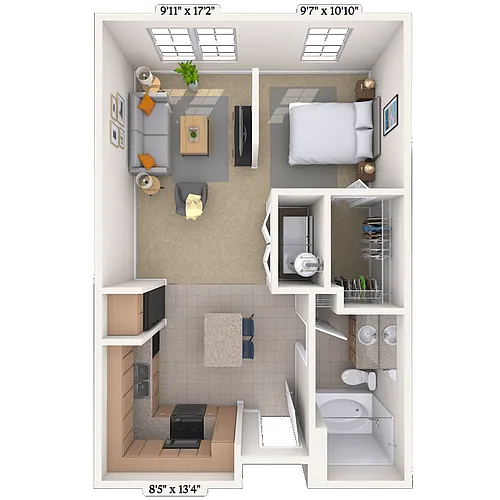 Floor plan Studio 0x1 600 SF