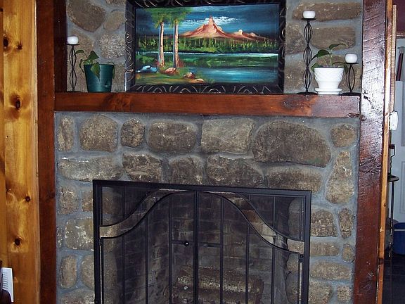 Natural stone fireplace