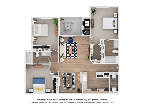 Floor plan Three Bedroom - Colorado (Income-Restricted & Whee