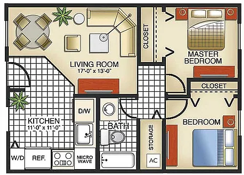Floor plan 2 Bedroom Model