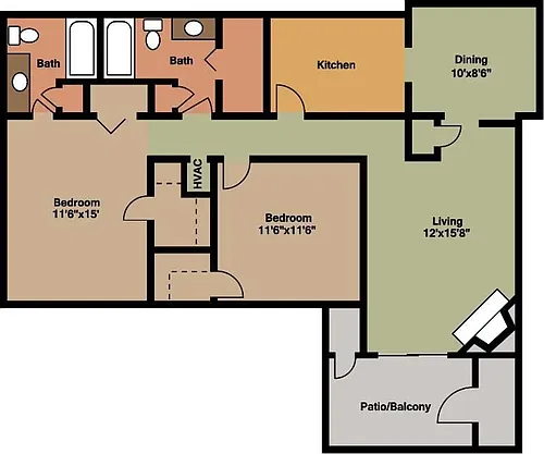Floor plan 2 Bedroom 2 Bath