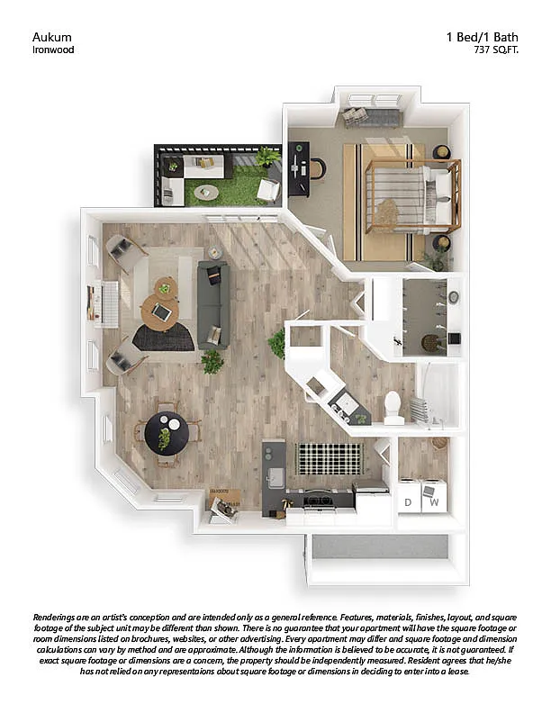 Floor plan A2 1x1 Renovated