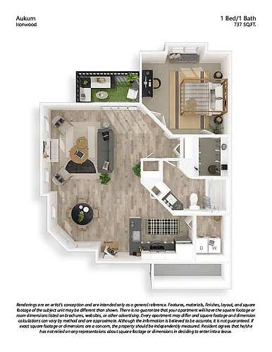 Floor plan A2 1x1 Renovated