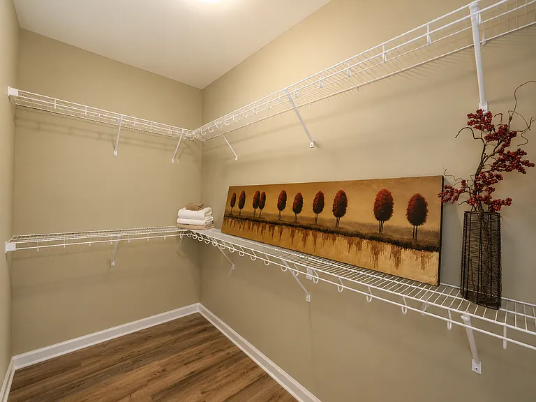 Walk-in closet in Primary suite.