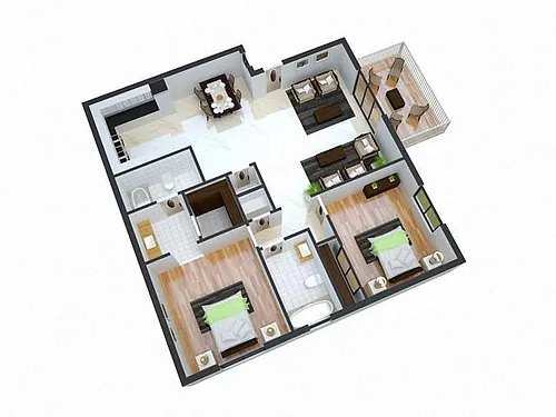 Floor plan 2 Bed/ 2 Bath