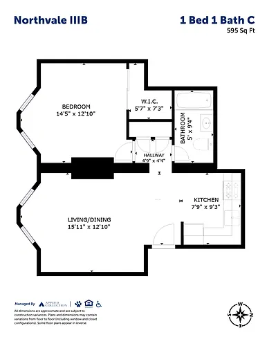 Floor plan 1 Bed 1 Bath C
