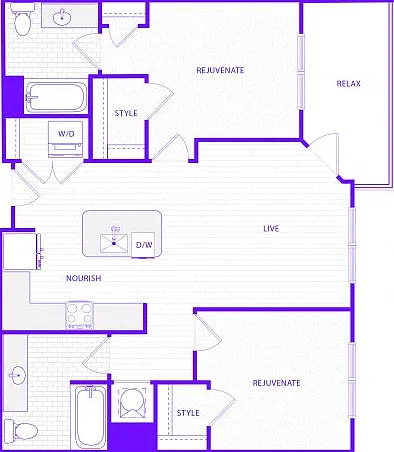 Two Bedroom Two Bath (1034 SF) Two Bedroom Two Bath (1034 SF)