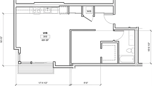 Floor plan Urban 1 Bedroom C