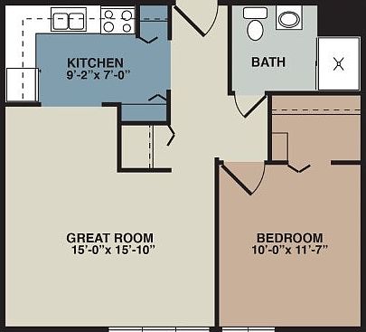 1 bedroom floor plan