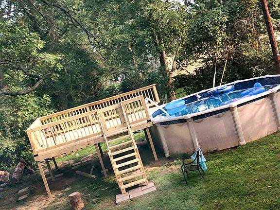 above ground pool and deck
