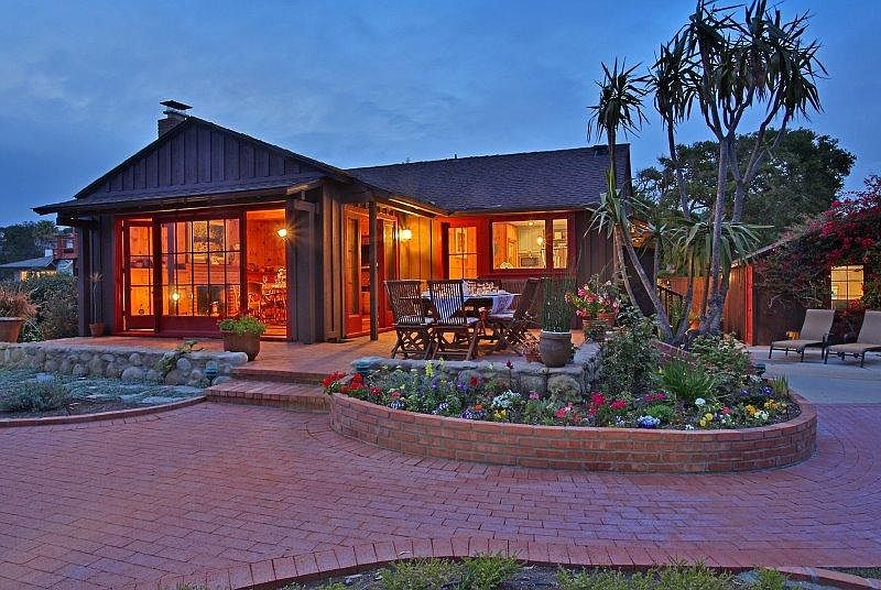 Evening view of the house from the back patio