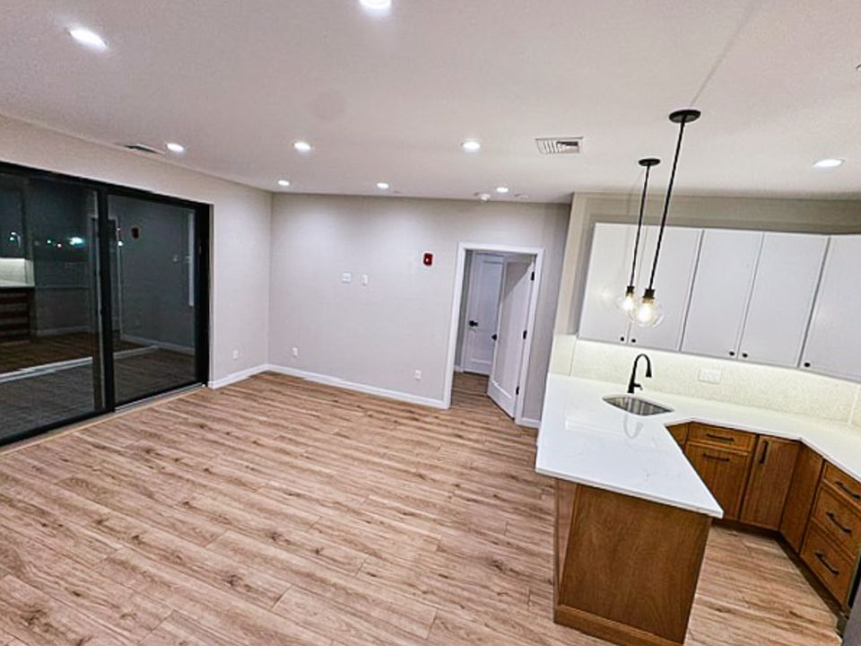 Kitchen, living room