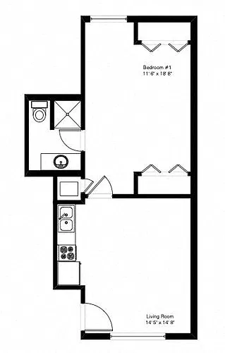 Floor plan One Bedroom One Bath - Large