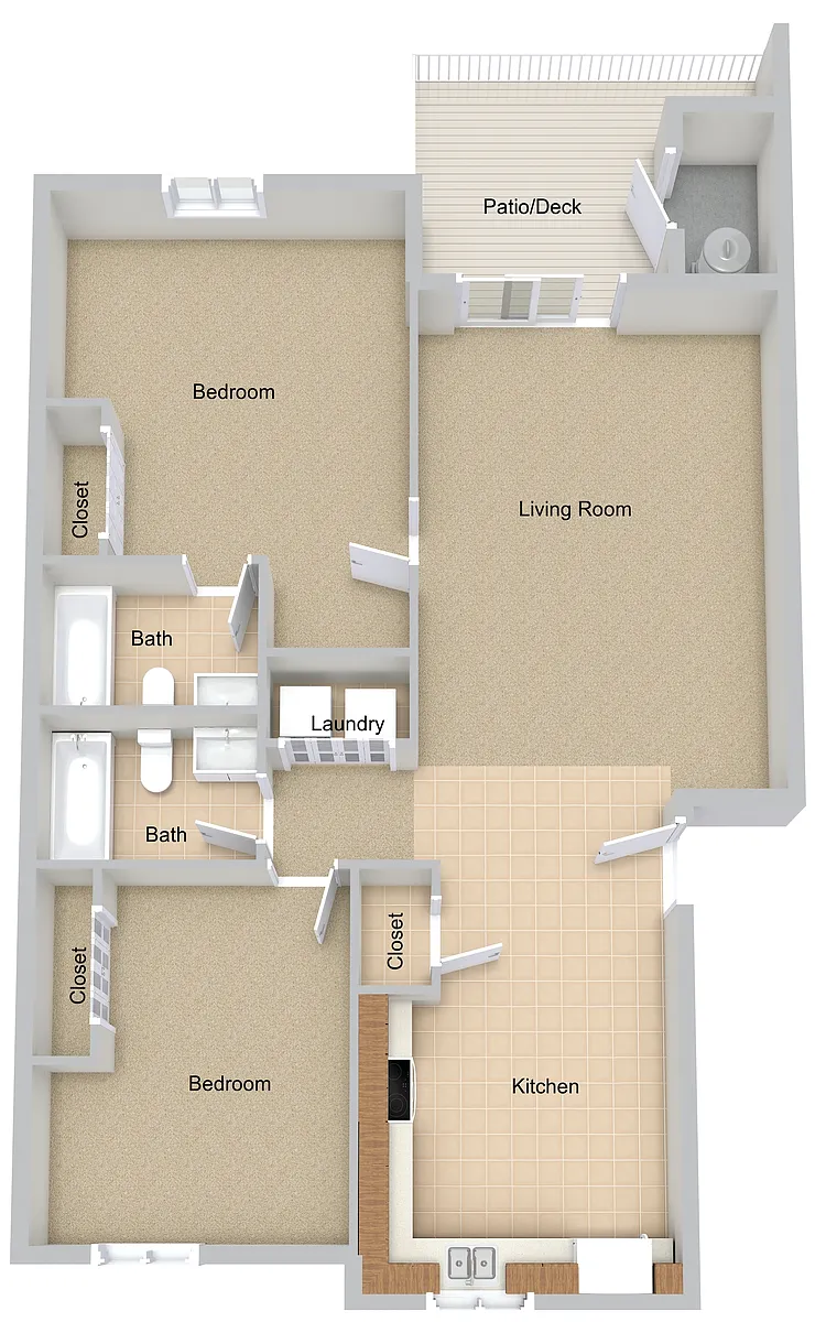 Floor plan Two Bedroom Large